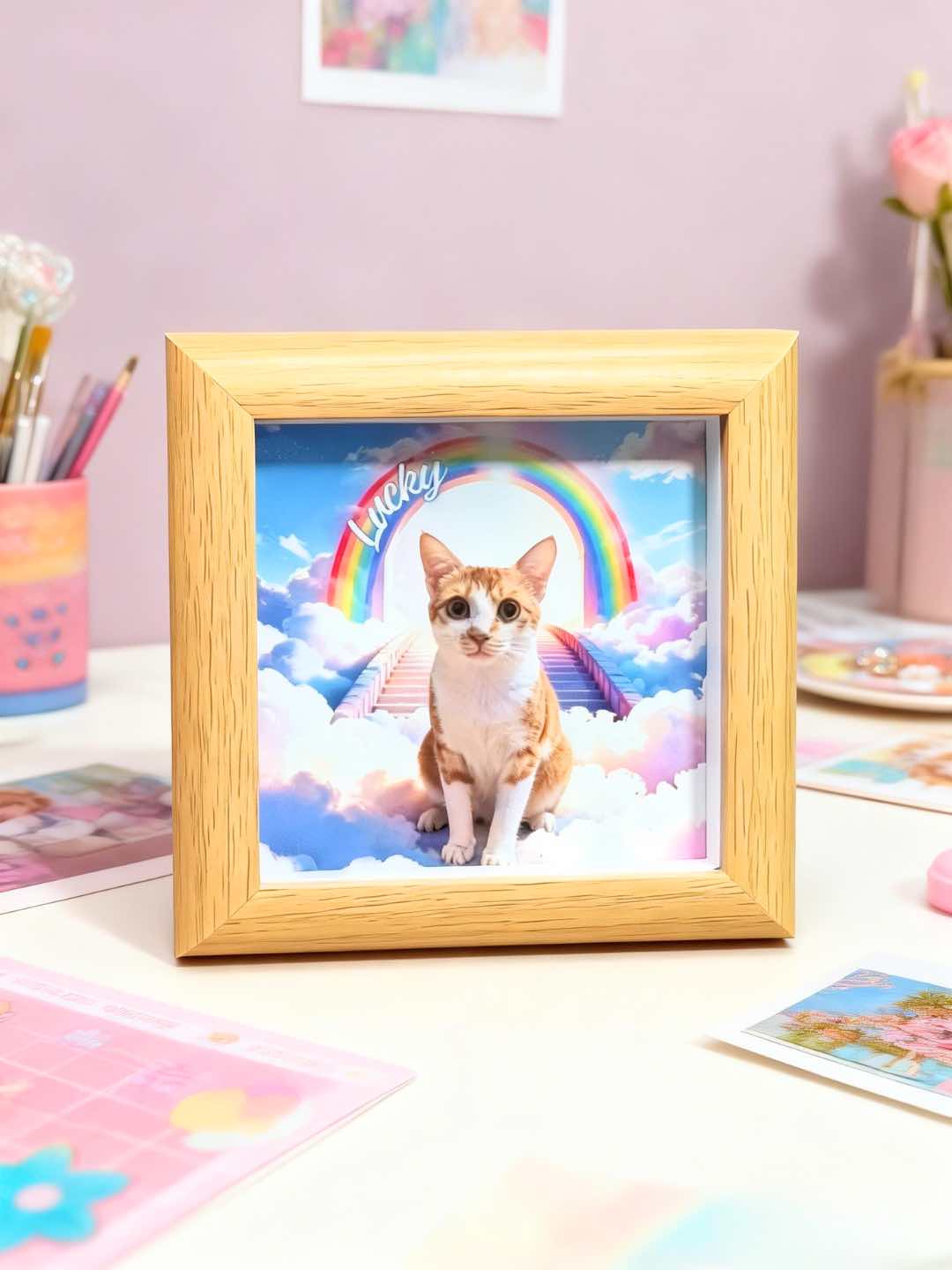 Custom Rainbow Bridge Pet Photo Frame | Pet Loss Memorial Sympathy Gift