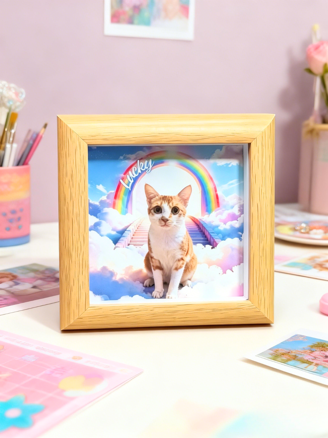 Custom Rainbow Bridge Pet Photo Frame | Pet Loss Memorial Sympathy Gift