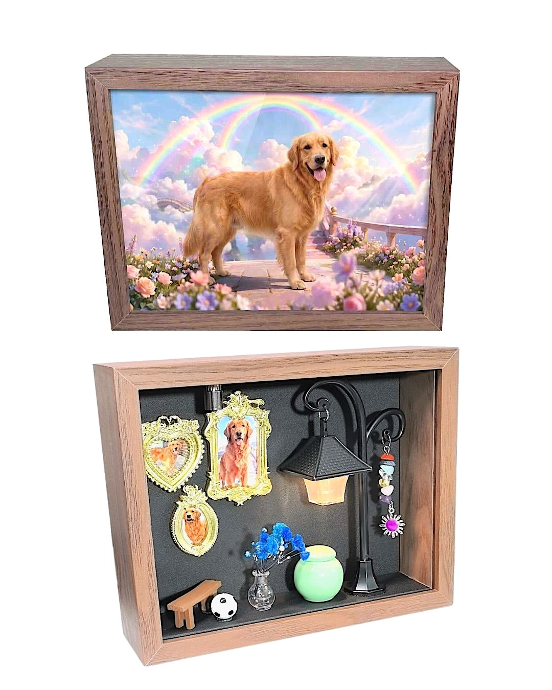 Custom Pet Memorial Shadow Box - Personalized Dog & Cat Remembrance Keepsake