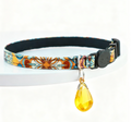 Yellow Crystal Pet Collar – Adjustable Polyester Safety-Release Collar w/ Natural Citrine Charm