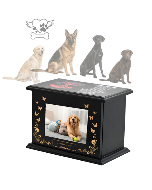 Extra Large Pet Urn Shadow Box | Custom Photo Memory Box for Giant Dogs | Display Frame for Ashes & Mementos