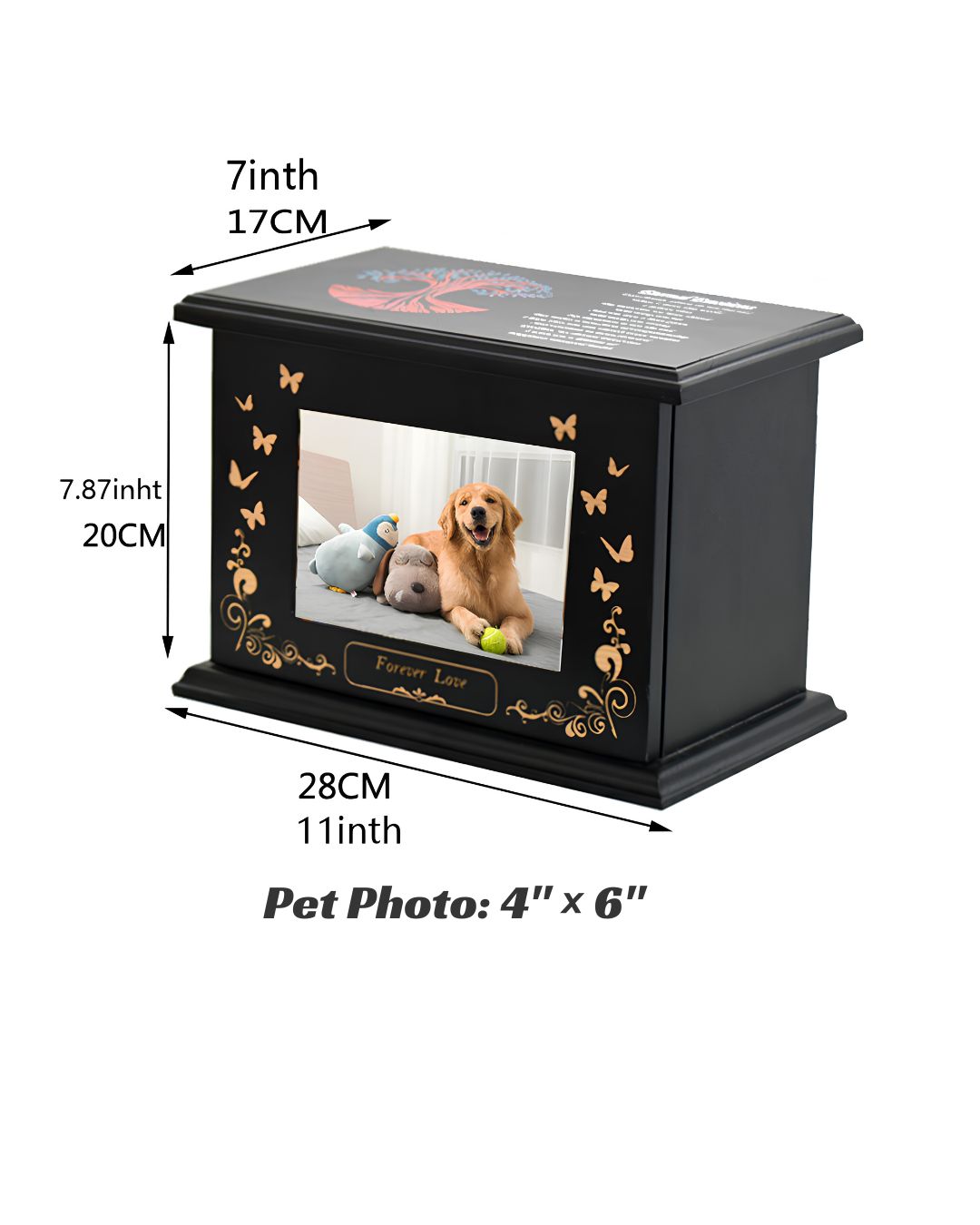 Extra Large Pet Urn Shadow Box | Custom Photo Memory Box for Giant Dogs | Display Frame for Ashes & Mementos