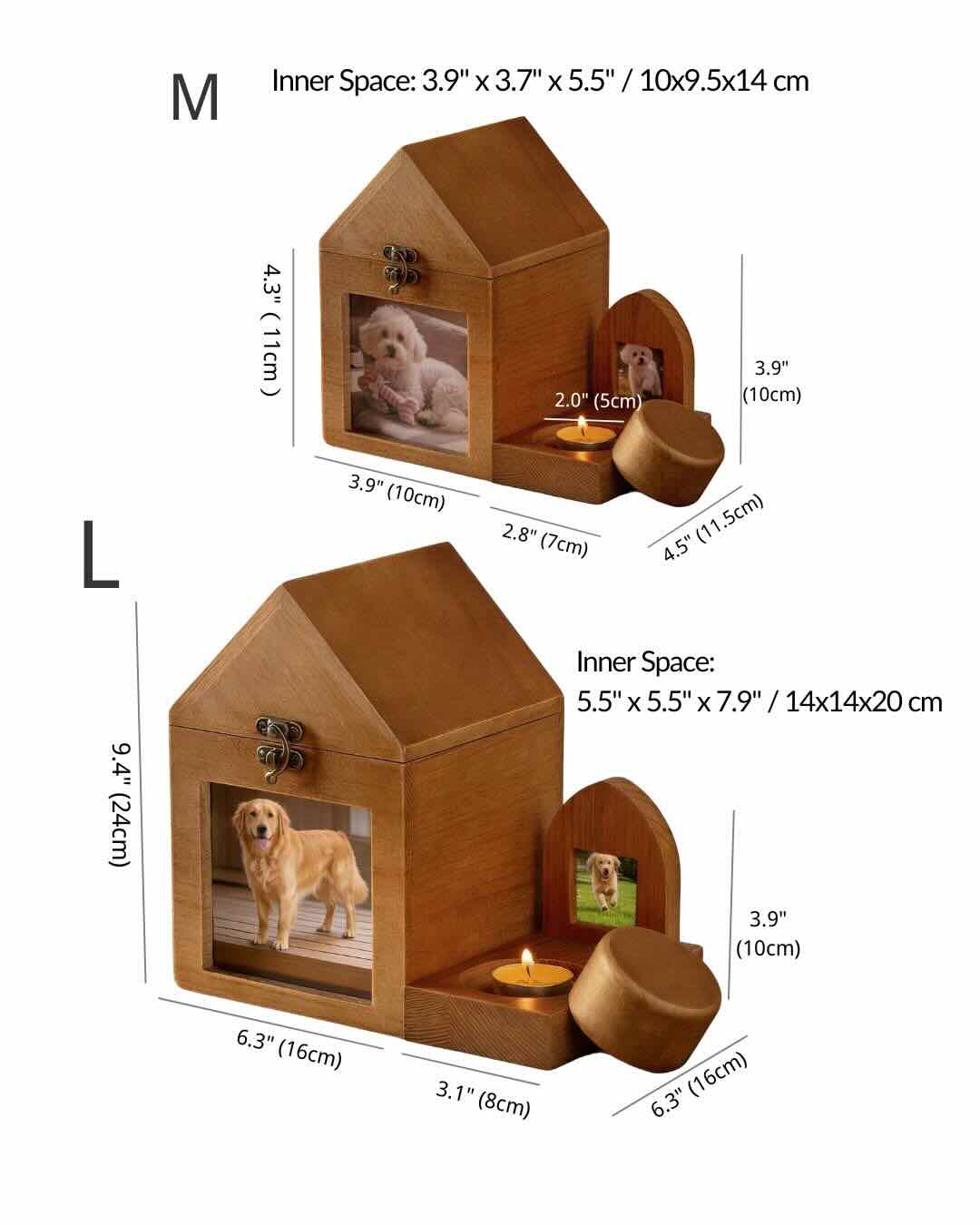 Personalized Wooden Pet Memorial House | Deep Keepsake Box for Ashes, Collar & Fur