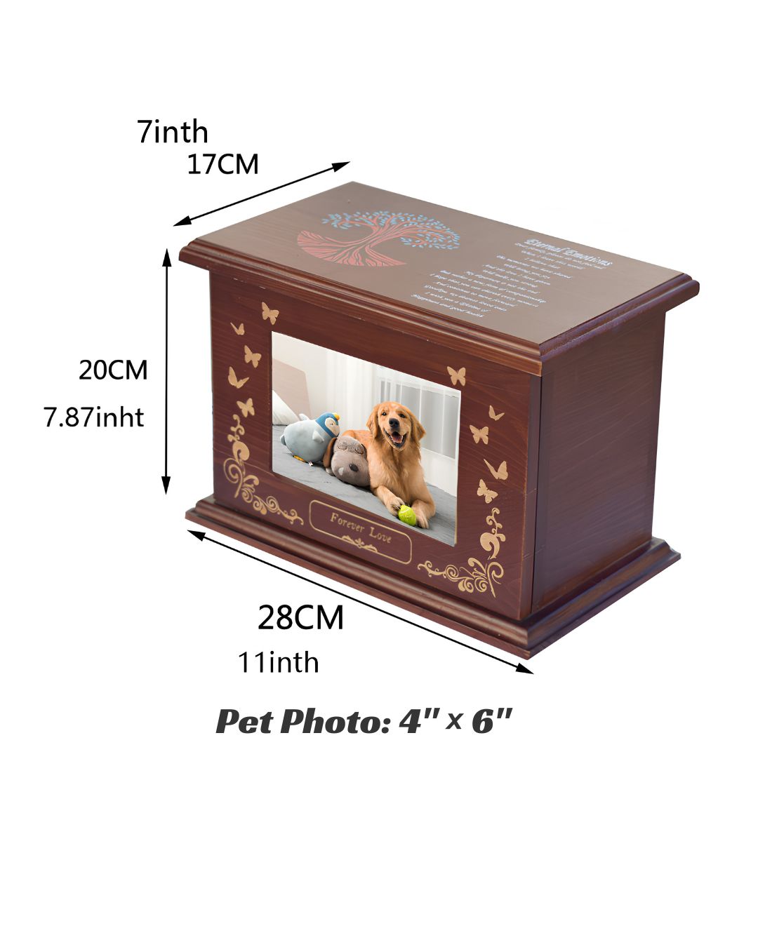 Extra Large Pet Urn Shadow Box | Custom Photo Memory Box for Giant Dogs | Display Frame for Ashes & Mementos