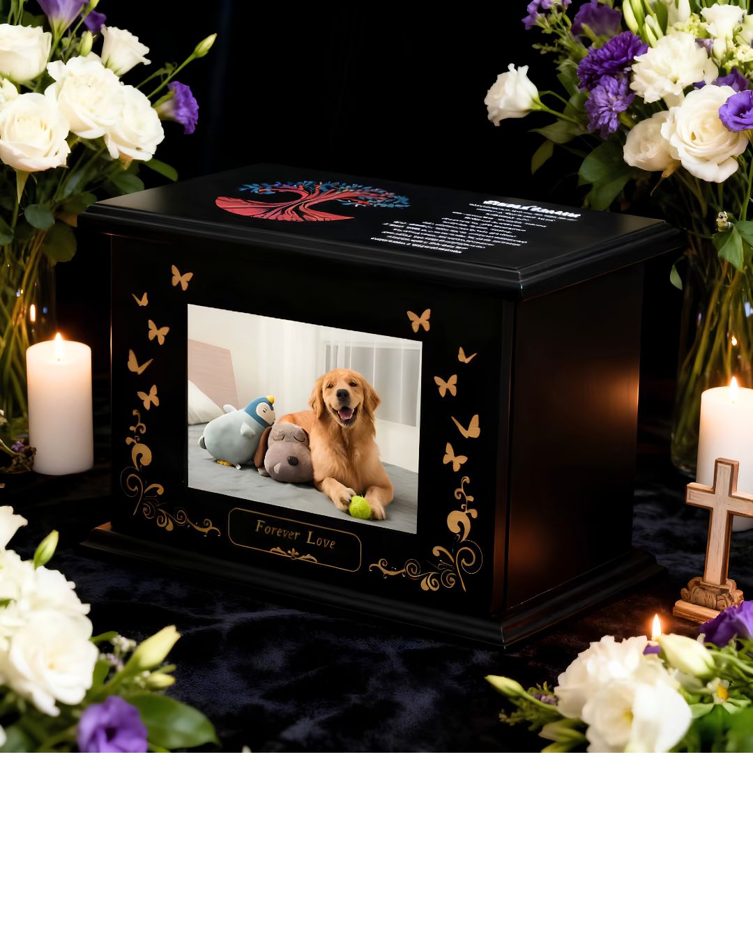 Extra Large Pet Urn Shadow Box | Custom Photo Memory Box for Giant Dogs | Display Frame for Ashes & Mementos