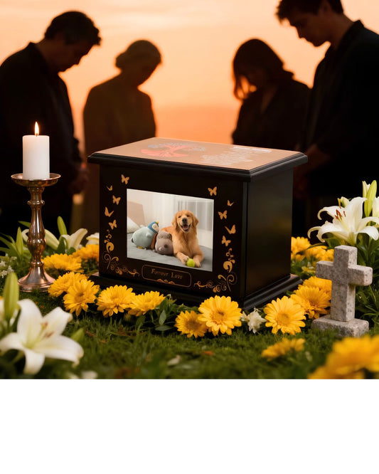 Extra Large Pet Urn Shadow Box | Custom Photo Memory Box for Giant Dogs | Display Frame for Ashes & Mementos