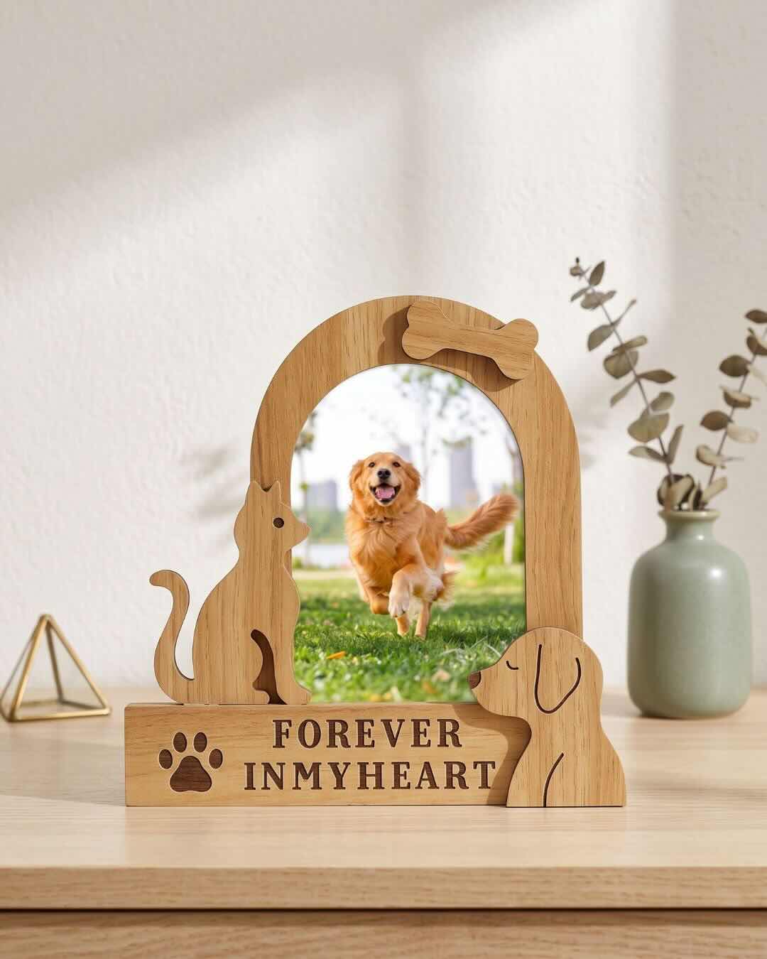 Custom Wooden Pet Shaped Photo Frame | Everyday Keepsake & Memorial Desk Decor