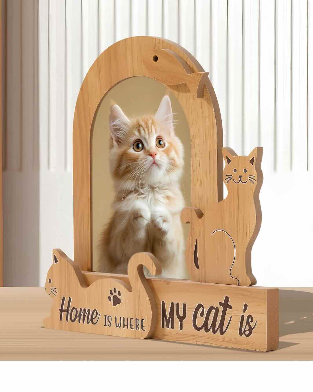 Custom Wooden Pet Shaped Photo Frame | Everyday Keepsake & Memorial Desk Decor