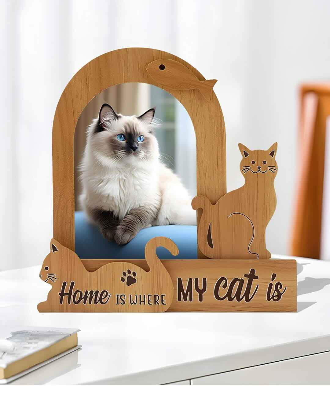Custom Wooden Pet Shaped Photo Frame | Everyday Keepsake & Memorial Desk Decor