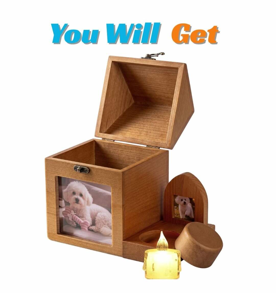 Personalized Wooden Pet Memorial House | Deep Keepsake Box for Ashes, Collar & Fur