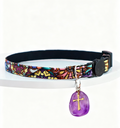 Pet Crystal Collar – Adjustable Polyester Safe-Release Collar with Purple Gem Charm | Anti-Choking Safety Buckle