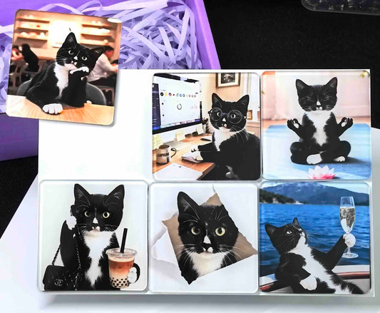 Custom AI Pet Portrait Fridge Magnet Set | Personalized Funny Pet Gift