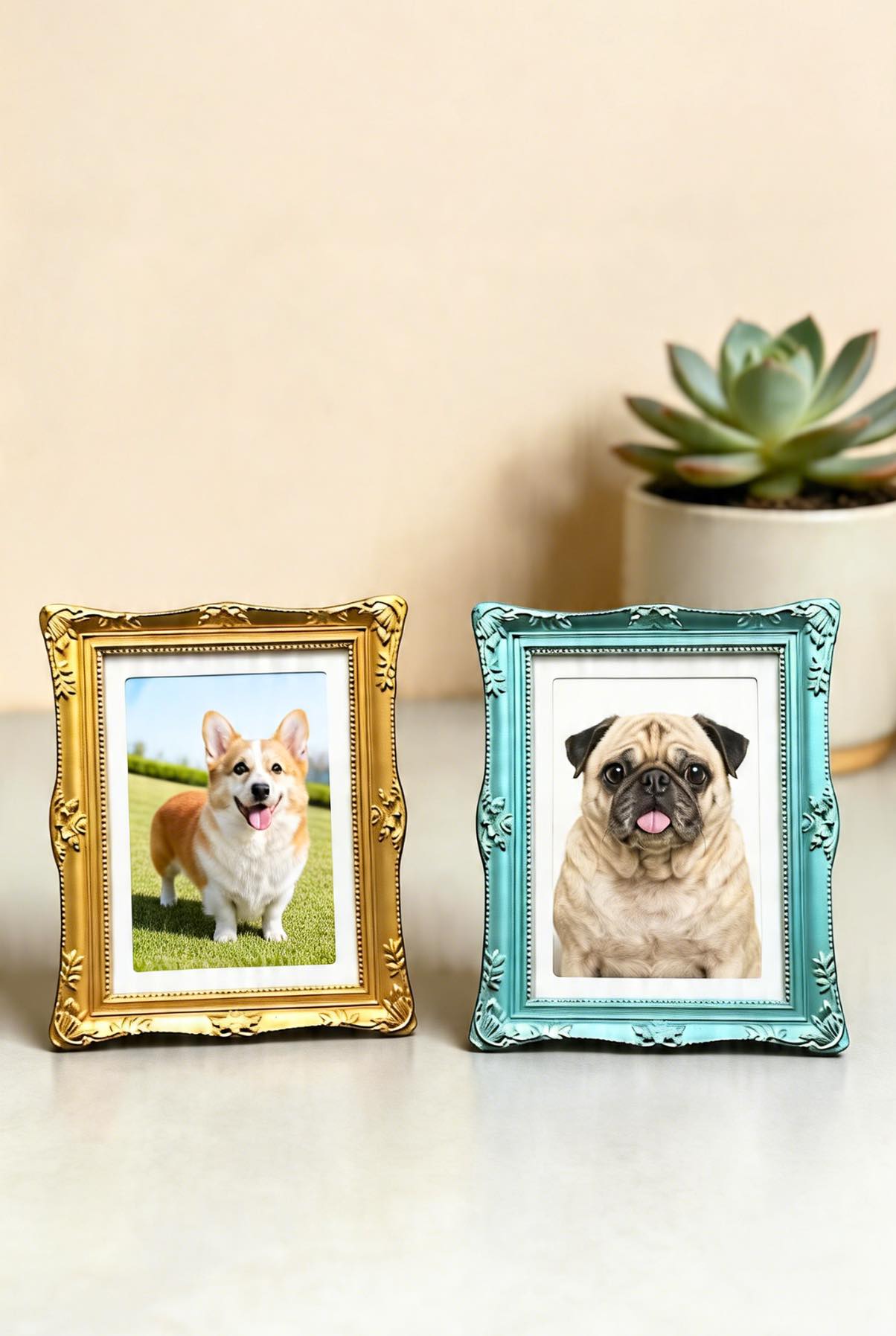 Personalized Pet Photo Fridge Magnet & Desk Frame | 2-in-1 Vintage Custom Pet Keepsake