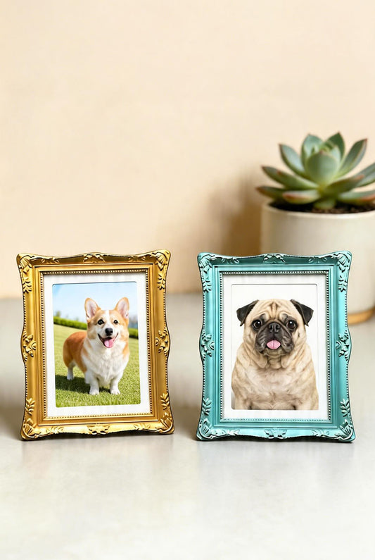 Personalized Pet Photo Fridge Magnet & Desk Frame | 2-in-1 Vintage Custom Pet Keepsake