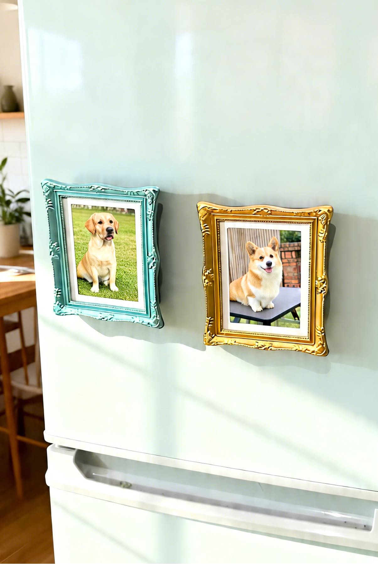 Personalized Pet Photo Fridge Magnet & Desk Frame | 2-in-1 Vintage Custom Pet Keepsake