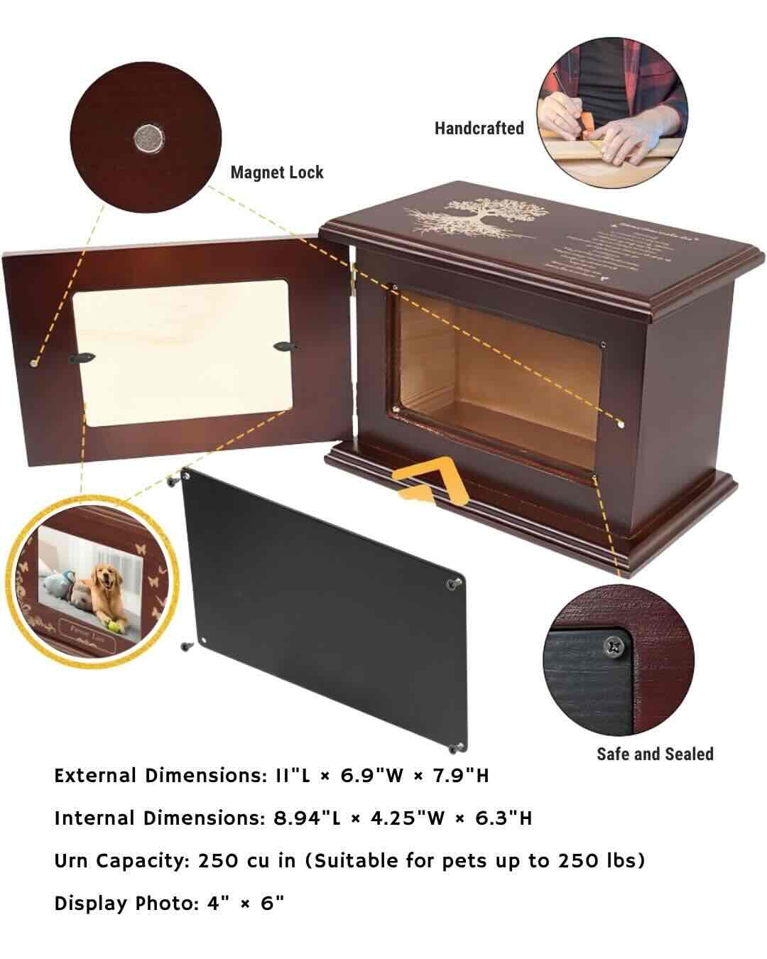 Extra Large Pet Urn Shadow Box | Custom Photo Memory Box for Giant Dogs | Display Frame for Ashes & Mementos