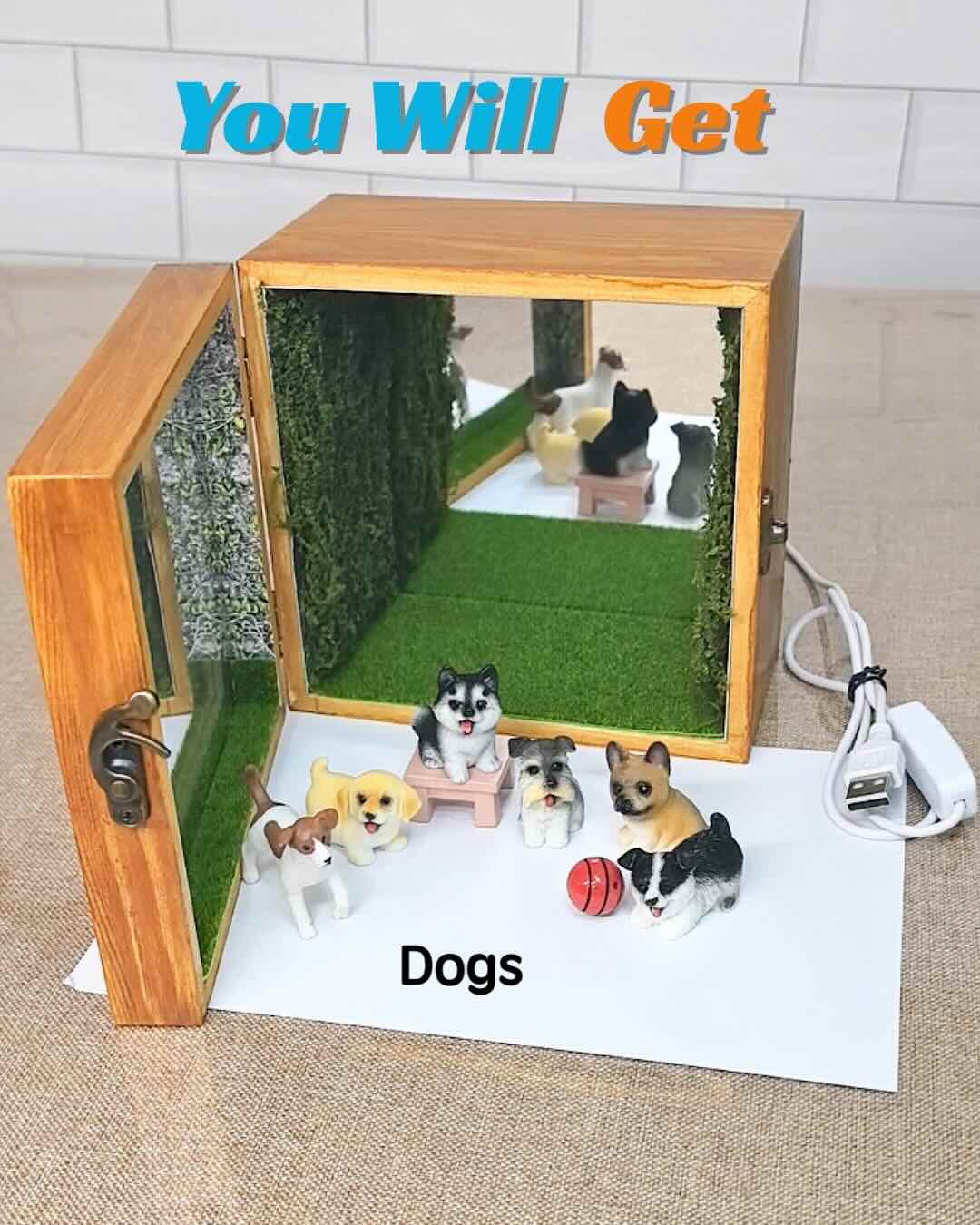 Infinity Pet World LED Shadow Box – Cute Dog & Cat Infinity Mirror Decor Gift
