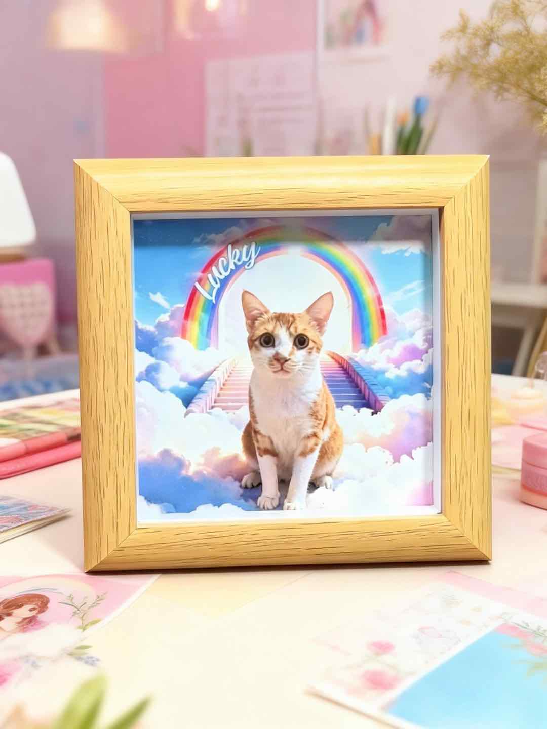 Custom Rainbow Bridge Pet Photo Frame | Pet Loss Memorial Sympathy Gift