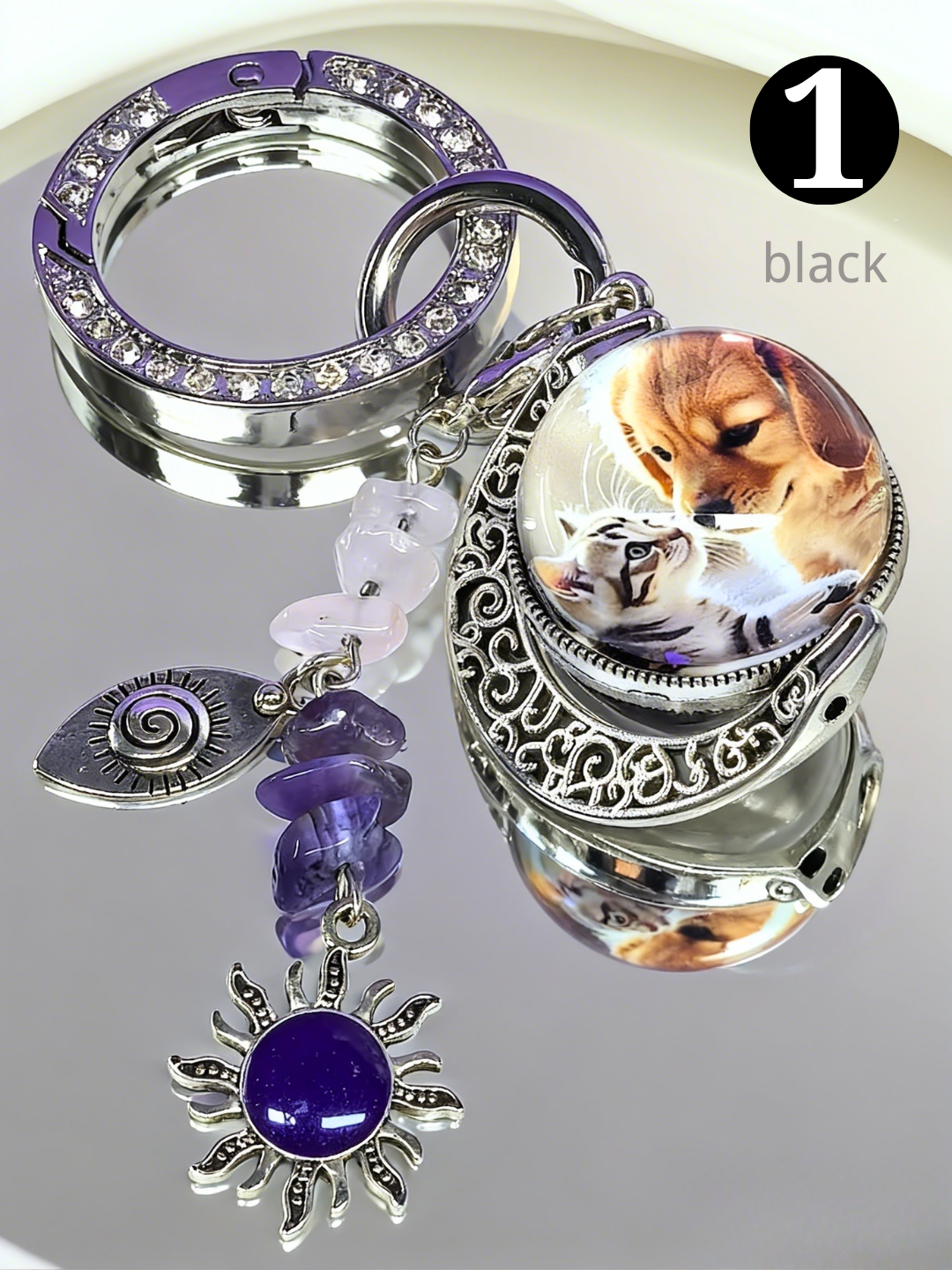 Natural healing stone custom dog memorial keychain, a sweet and comforting bag accessory for devoted dog moms.