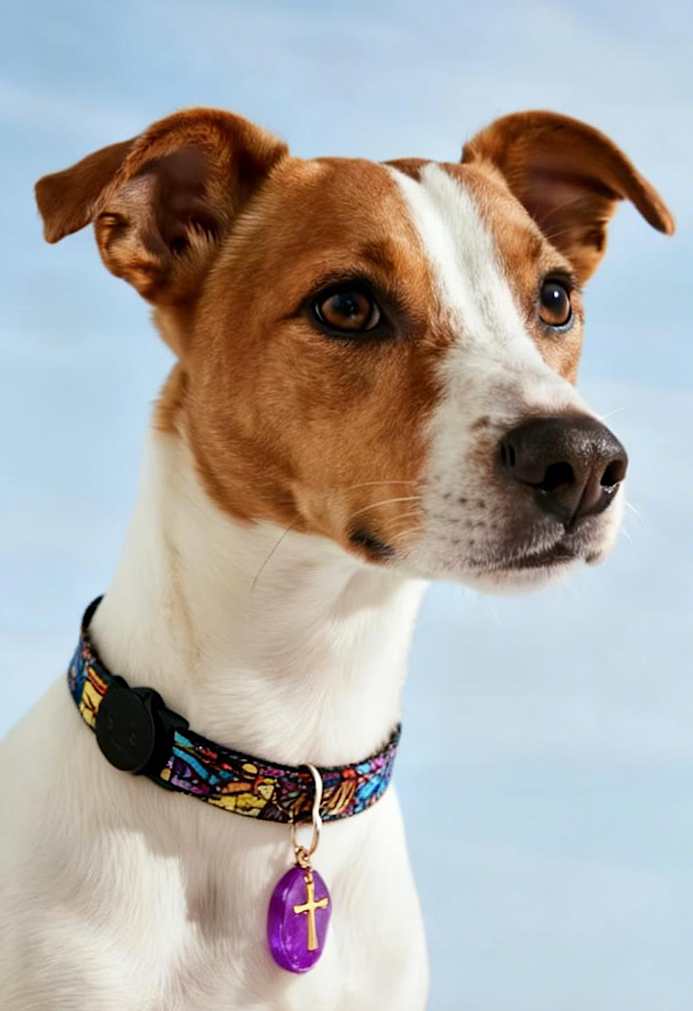 Pet Crystal Collar – Adjustable Polyester Safe-Release Collar with Purple Gem Charm | Anti-Choking Safety Buckle