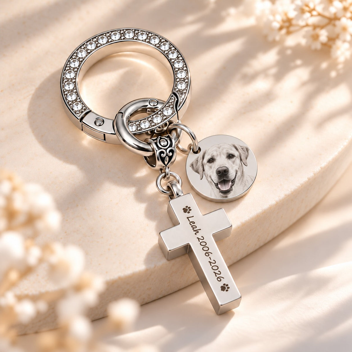 Personalized Pet Urn Cross Necklace with Photo Charm