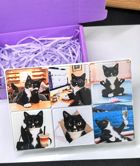 Convert your dog's photo into unique AI fridge magnets. These personalized pet portrait magnets are perfect birthday or holiday gifts for pet parents.